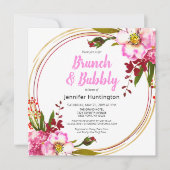 Invitation Elégante Fête des mariées de Boho Floral Rose Berr (Devant)