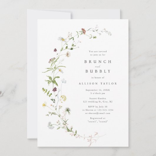 Invitation Elégante Fête des mariées de Boho Rustique Fleur s (Devant)