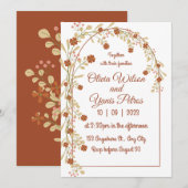 Invitation Elégante Fête des mariées de Boho Rustique Fleur s (Devant / Derrière)