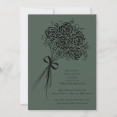 Invitation Elégante Fête des mariées de bouquet de Rose Noire (Devant)
