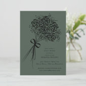 Invitation Elégante Fête des mariées de bouquet de Rose Noire (Debout devant)