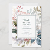 Invitation Elégante Fête des mariées de bouquet Turquoise ros (Devant)