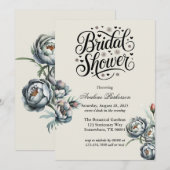 Invitation Elégante Fête des mariées de bouquet vert et gris (Devant / Derrière)