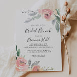 Invitation Élégante Fête des mariées de brunch de mariée rose<br><div class="desc">Cette élégante invitation à la douche nuptiale pour brunch rose vif est parfaite pour un wedding shower simple. Le design se compose de roses roses et de pivoines dessinés à la main avec des feuilles verts et gris,  inspirant la beauté naturelle.</div>