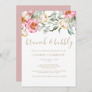 Invitation Elégante Fête des mariées de Brunch Floral Rose