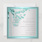 Invitation Elégante Fête des mariées de cage à oiseaux bleu T (Dos)