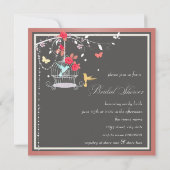 Invitation Elégante Fête des mariées de cage à oiseaux corail (Dos)