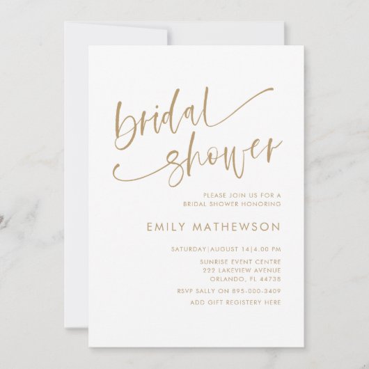 Invitation Elégante Fête des mariées de calligraphie blanche (Devant)