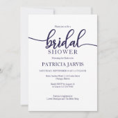 Invitation Élégante Fête des mariées de calligraphie bleu bla (Devant)