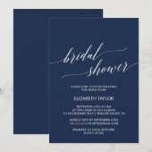 Invitation Élégante Fête des mariées de calligraphie de marin (Devant / Derrière)