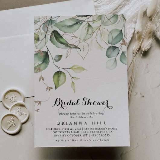 Invitation Élégante Fête des mariées de calligraphie Gold Gre