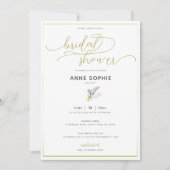 Invitation Élégante Fête des mariées de calligraphie or Lily  (Devant)