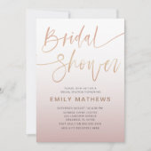 Invitation Élégante Fête des mariées de calligraphie or Rose (Devant)