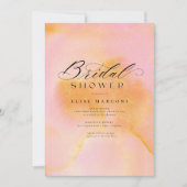 Invitation Élégante Fête des mariées de calligraphie rose ora (Devant)