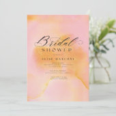 Invitation Élégante Fête des mariées de calligraphie rose ora (Debout devant)