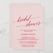 Invitation Élégante Fête des mariées de calligraphie rouge ro (Devant / Derrière)