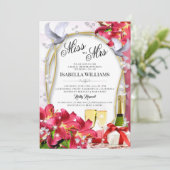 Invitation Élégante Fête des mariées de carreaux floraux (Debout devant)