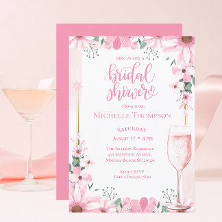 Invitation Elégante Fête des mariées de champagne rose