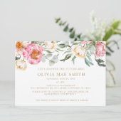 Invitation Élégante Fête des mariées de champagne rose floral (Debout devant)