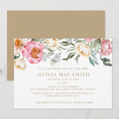 Invitation Élégante Fête des mariées de champagne rose floral (Devant / Derrière)