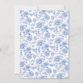 Invitation Élégante Fête des mariées de chinoiserie Blue Toil (Dos)