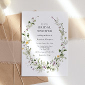 Invitation Élégante Fête des mariées de couronne Fleur sauvag