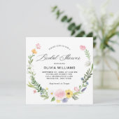 Invitation Elégante Fête des mariées de couronne fleurie Fleu (Debout devant)
