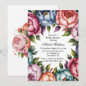 Invitation Élégante Fête des mariées de couronne florale (Devant / Derrière)