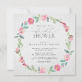 Invitation Élégante Fête des mariées de couronne florale rose (Devant)
