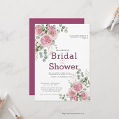 Invitation Élégante Fête des mariées de couronne Rose et Euca