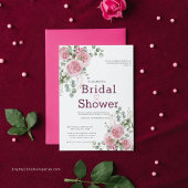 Invitation Élégante Fête des mariées de couronne Rose et Euca