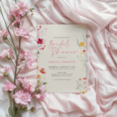 Invitation Elégante Fête des mariées de crème Fleur sauvage c