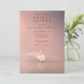 Invitation Élégante Fête des mariées de cygne rose (Debout devant)