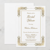 Invitation Elégante Fête des mariées de dentelle or ornée (Devant / Derrière)