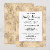 Invitation Elégante Fête des mariées de dentelle rose et or (Devant / Derrière)