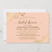 Invitation Elégante Fête des mariées de fentes de dentelle or (Devant)