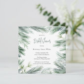 Invitation Élégante Fête des mariées de feuillage de verdure (Debout devant)