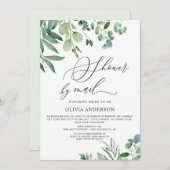 Invitation Élégante Fête des mariées de feuillage Eucalyptus (Devant / Derrière)