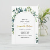 Invitation Elégante Fête des mariées de feuillage fleuri en a (Debout devant)