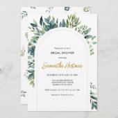 Invitation Elégante Fête des mariées de feuillage fleuri en a (Devant / Derrière)