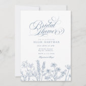 Invitation Élégante Fête des mariées de Fleur sauvage bleu pé (Devant)