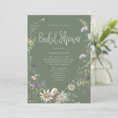 Invitation Élégante Fête des mariées de Fleur sauvage Sage Gr (Debout devant)