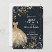 Invitation Elégante Fête des mariées de fleurs bleues de la m (Devant)