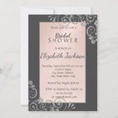 Invitation Élégante Fête des mariées de Fleurs d'Argent Chic (Devant)