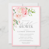 Invitation Élégante Fête des mariées de fleurs de jardin rose (Devant)