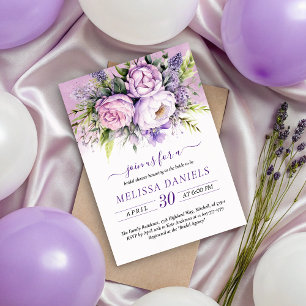 Invitation Elégante Fête des mariées de fleurs de jardin viol