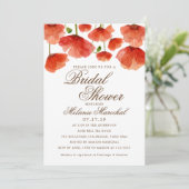 Invitation Élégante Fête des mariées de fleurs de pavot rouge (Debout devant)