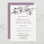 Invitation Élégante Fête des mariées de fleurs d'hiver violet (Devant / Derrière)