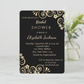 Invitation Élégante Fête des mariées de Fleurs d'Or Chic (Debout devant)