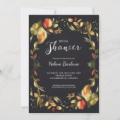 Invitation Élégante Fête des mariées de fleurs noires (Devant)